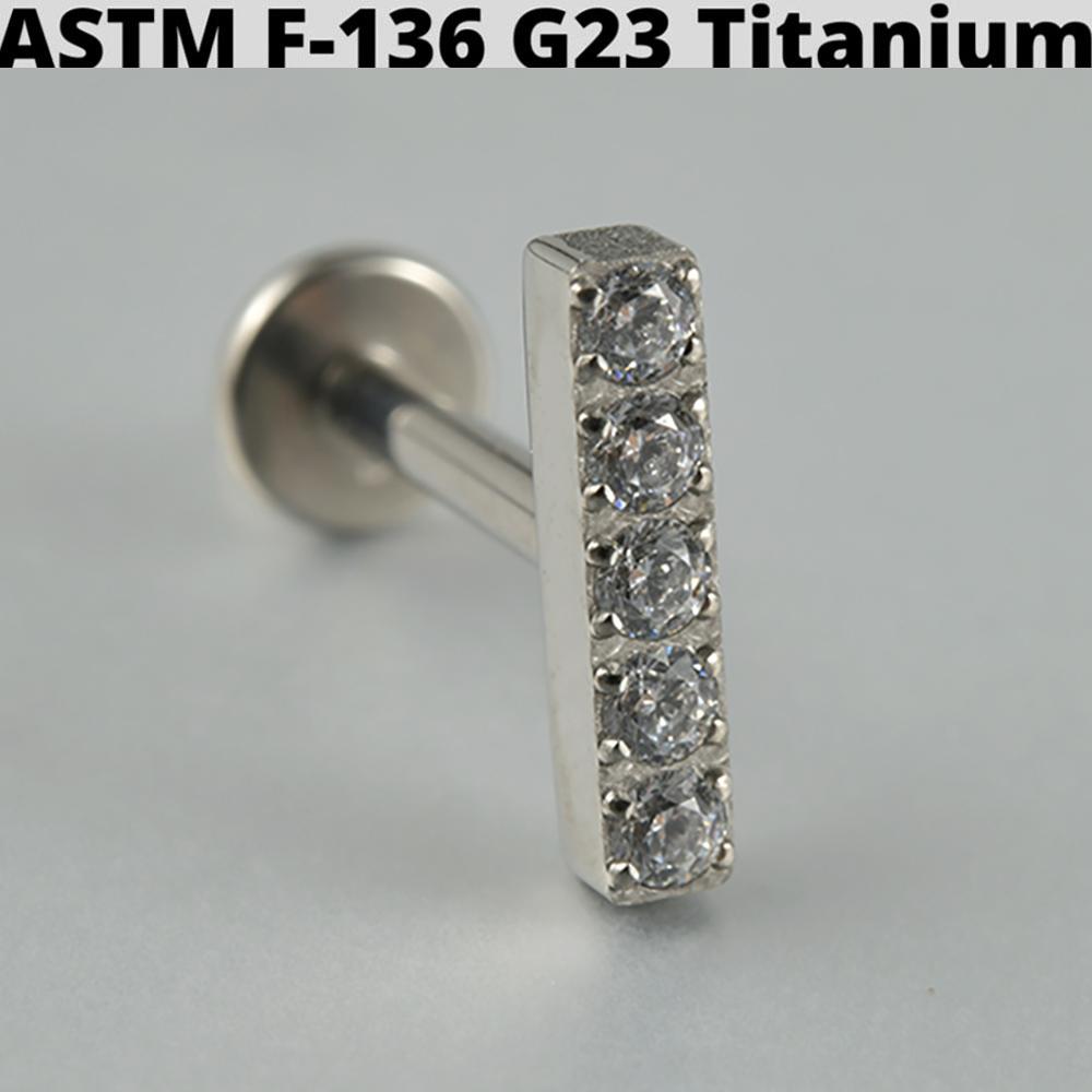 Cz Four Pointed Star G23 Solid Titanium Cartilage Earrings Stud 16G Internally Threaded Sun Helix Ear Tragus Piercing Jewelry