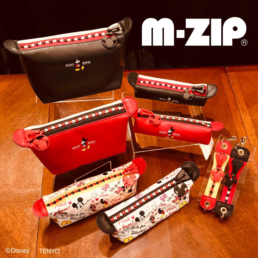 Tenyo Disney Mickey Mouse Pencil Case, M-ZIP, Red, DMZ-401