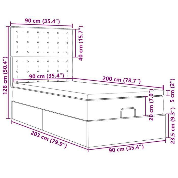 VidaXL Ottoman Bed Frame with Dark Green Mattress 90x200 Cm Velvet, Bed Frame, Upholstered Bed Frame, Bed Frame 3313592