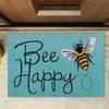 "Bee Happy" Funny Greeting Welcome Doormat, Non Slip Floor Mat for Entryway Living Room and Kitchen, Indoor Outdoor Home Decor