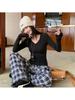 Women's Slim Fit V-Neck Long Sleeve Base Layer Top for Autumn/Winter 2025