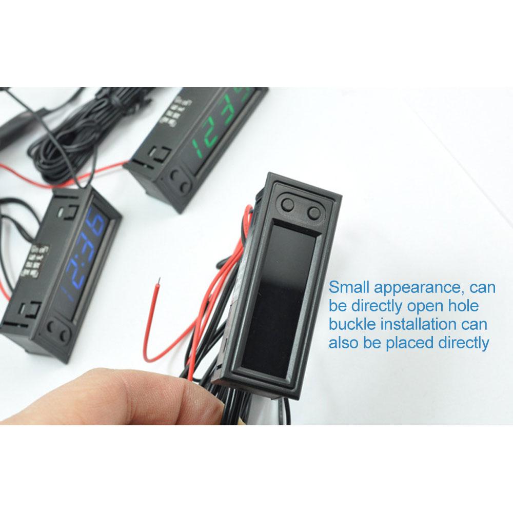 12V 3 In 1 Vehicle Auto Kit Thermomete + Voltmeter + Clock LED Digital Display
