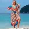 Colorful Printed Boho Beach Kaftan Dress Women Plus Size Maxi Summer Cover Up Rayon Bathing Suit