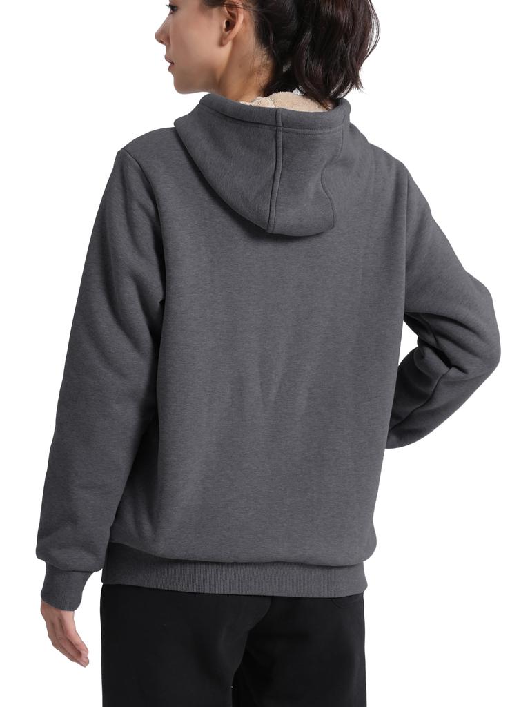 TACVASEN Comfortable Winter Duck Size 2XL Women's Fleece-Lined Hoodie, Warm, Loungewear, Bike/Hiking Wear, Outerwear, Thick, Fleece-Lined, Gray,