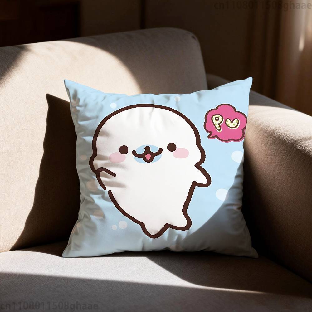 PINK Kawaii MMamegoma Pillow Case Square DoubleSided Printing Short Plush Sofa Cushion Cover Bedroom Bedside Pillow