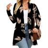 Women's Fall And Winter Fashion Casual Print Long Sleeve Mid-Length Cardigan Jacket