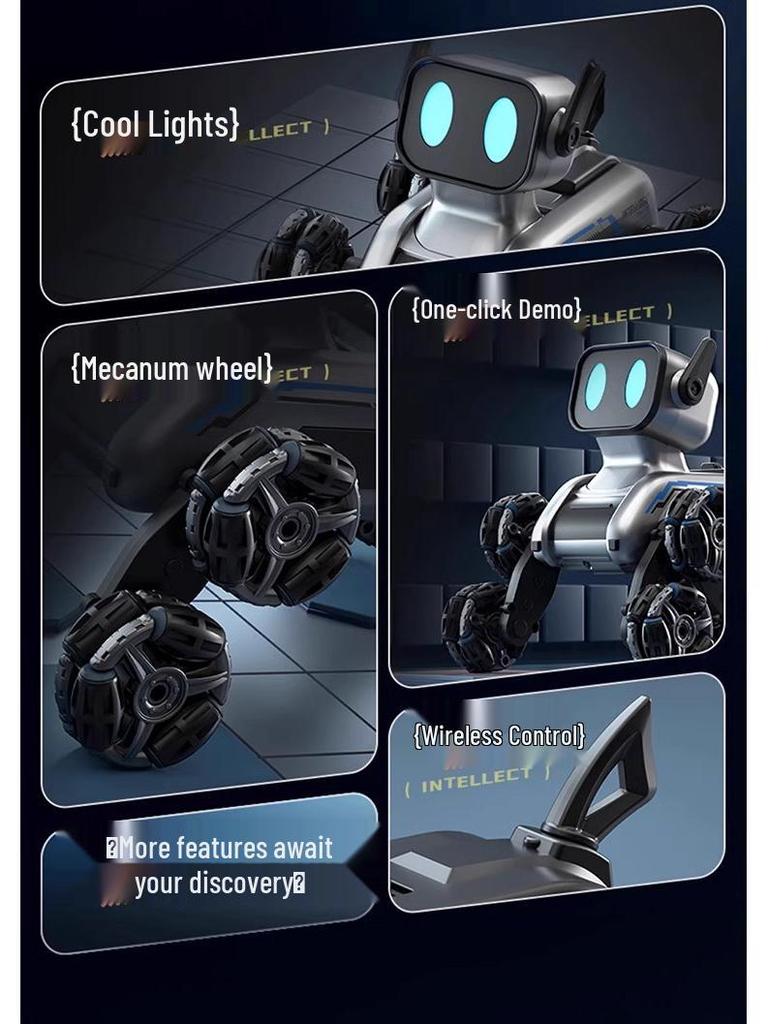 Eight-Wheeled Remote Control Robot Dog Toy with Hand Sensing and Stunt Capabilities for Kids