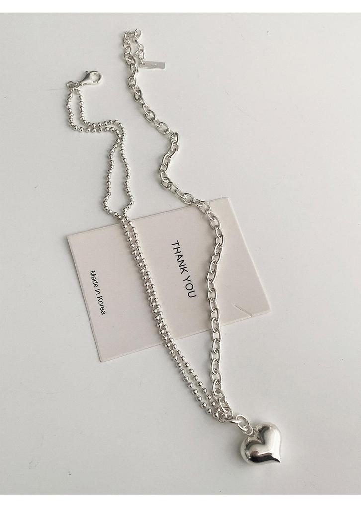 Korean Inspired Sweetheart Double Layer Necklace - Retro Peach Heart Clavicle and Creative Sweater Chain for Women