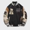 Trendige Herren-Baseballjacke mit Stickerei – Frühling/Herbst Street Style, Lockerer Schnitt, Leder Freizeitkleidung
