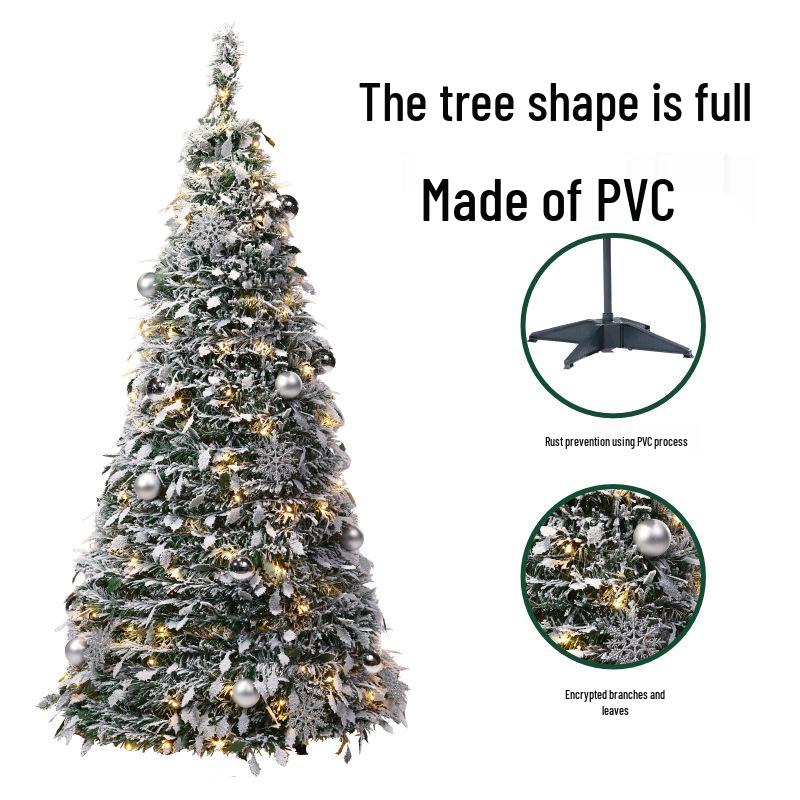 Flocked Telescopic Folding Christmas Tree for Home or Commercial Spaces
