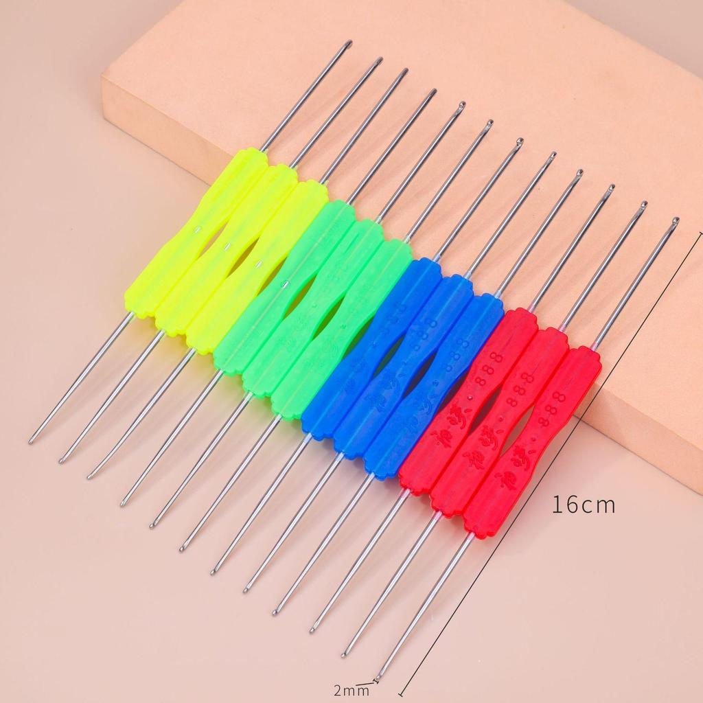 1ks Vysoce kvalitní plastová rukojeť Oboustranný háček na pletení Svetrová jehla DIY Pletací nástroj