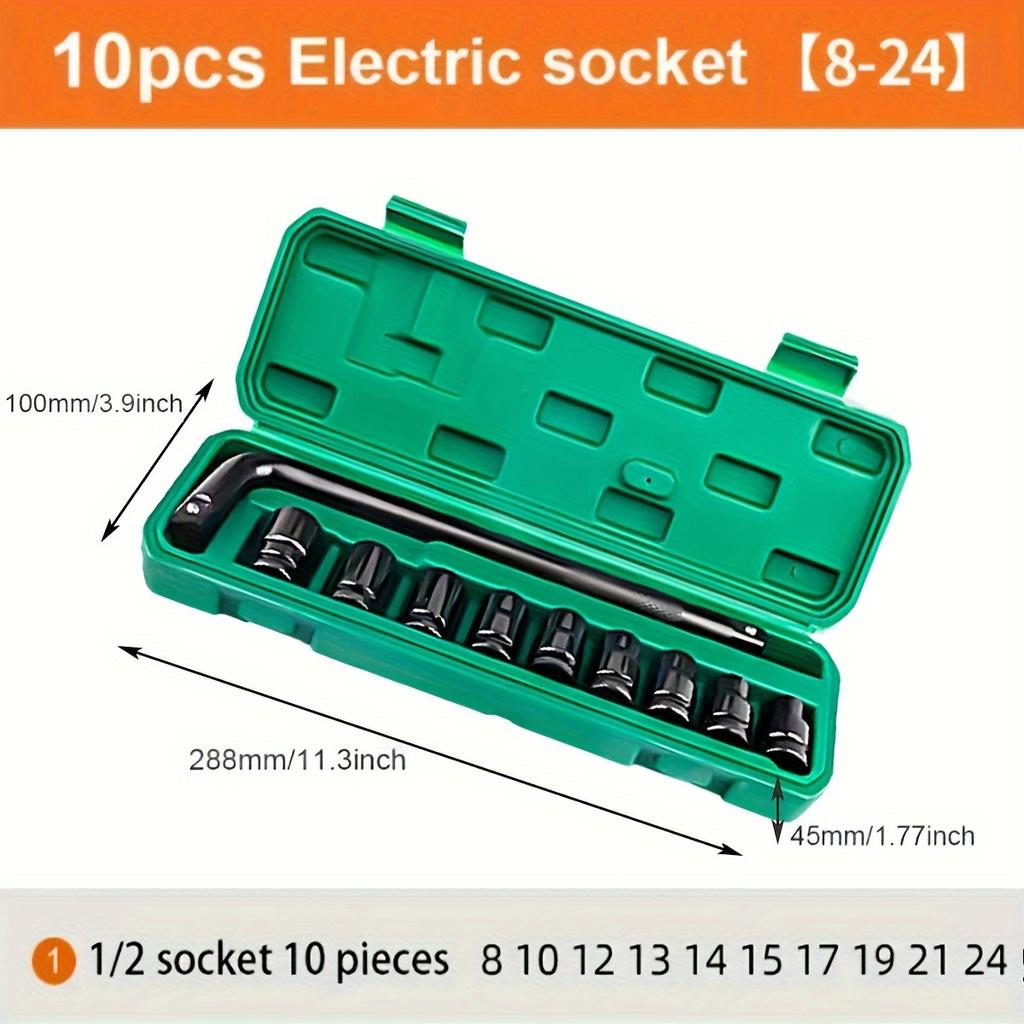10pcs 8-17mm/8-24mm Electric Socket Tool Wrench Adapter Hand Tool,High Carbon Steel Material Set For Repair Garage Tools