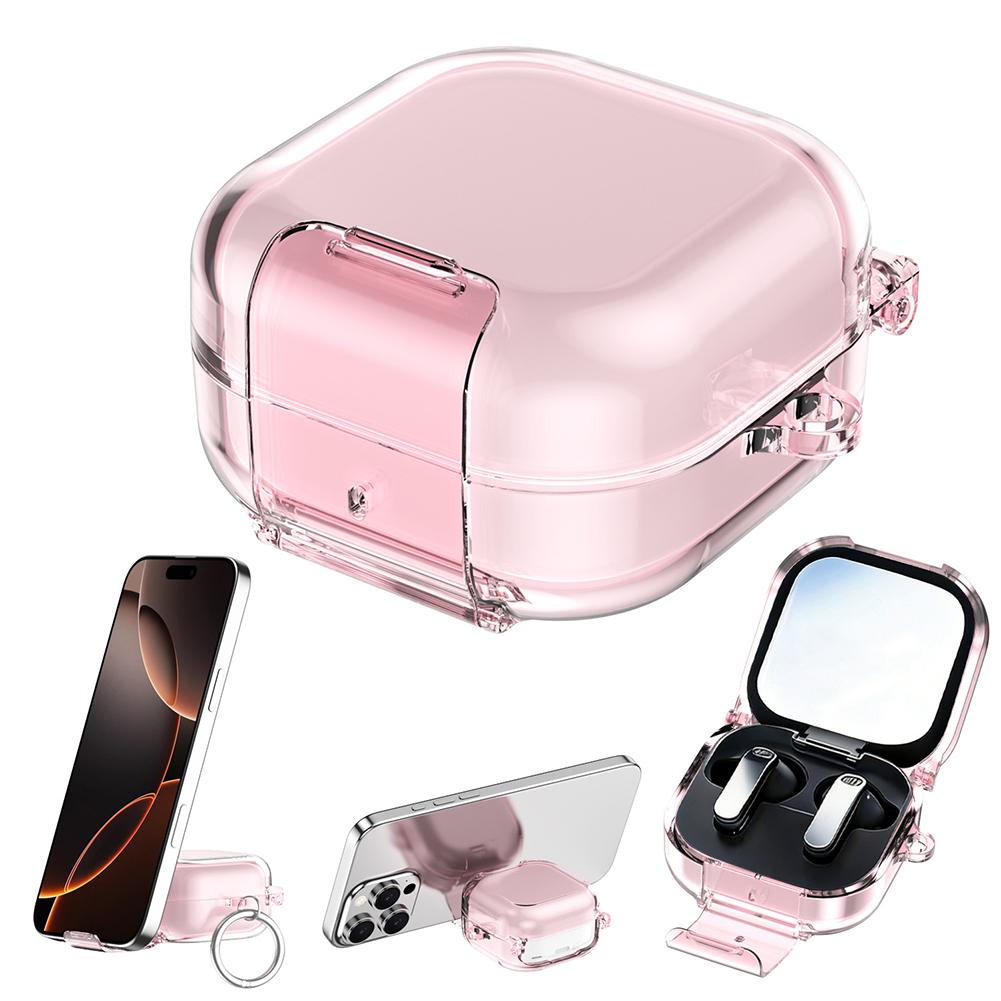 Reinforced PC Protective Cover with Snap-Lock Closure and Hands-Free Viewing Stand for Samsung Buds 4 Buds 4 Pro