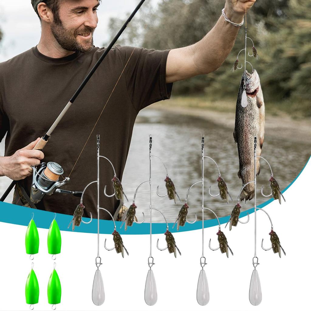 Bass Fly Fishing Lures Multi-Hook Fly Fishing Bait Anti-Rust Angling Gear With Throwing Aids For Trout Perch Pike Bass Beginners