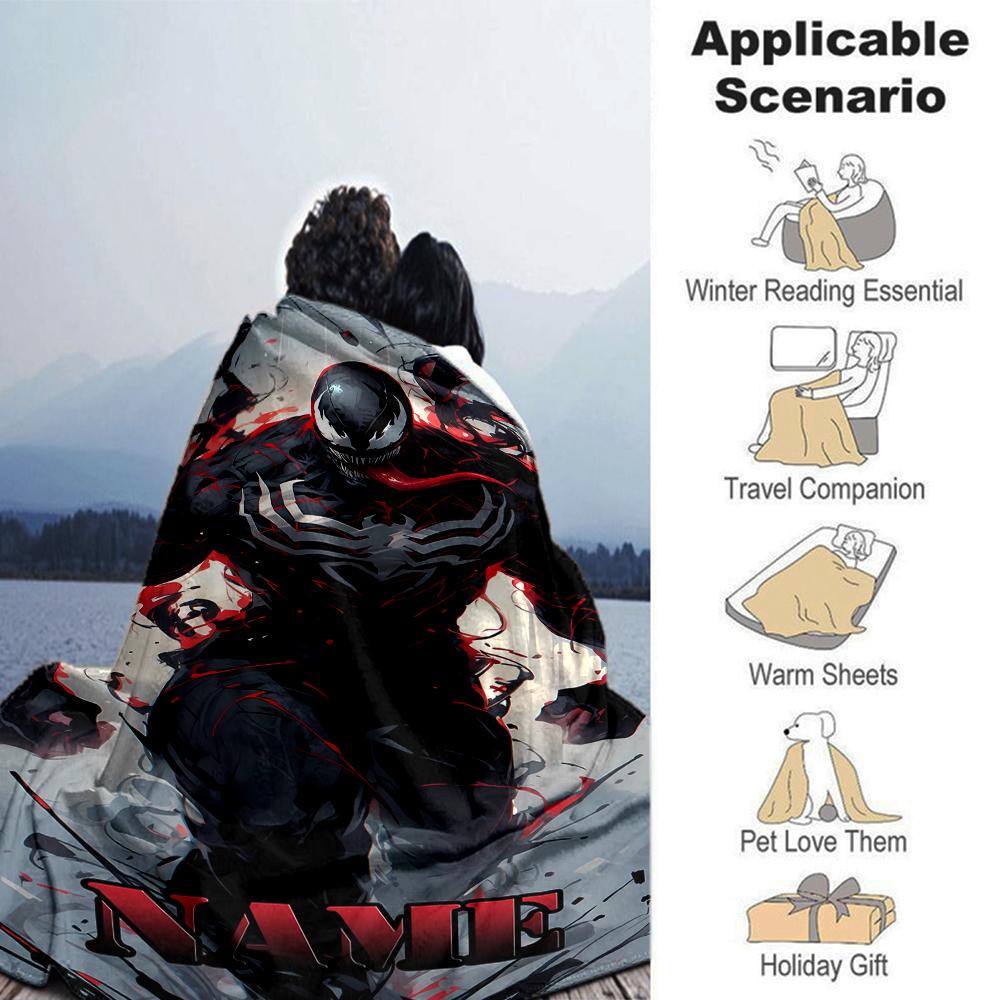 Customiz Name Personality venom Blanket Soft &Warm Sofa Office Bed Travel Lunch Break Blanket, Gift Suitable All Seasons