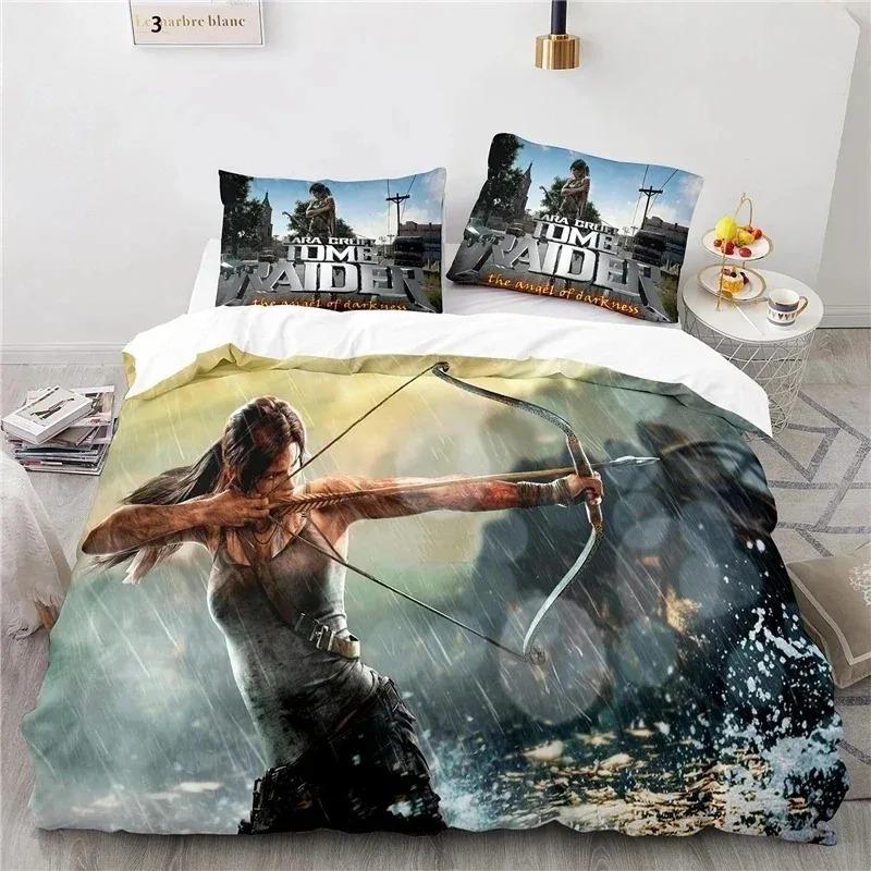 3D Print Game Tomb Raider Bedding Set Boys Girls Twin Queen Size Duvet Cover Pillowcase Bed Kids Adult Home Textile