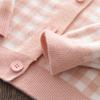 3-8 Year Old Girls Knitted Plaid Inner Suspender Skirt Cardigan Two-piece Baby Girl Suit Skirt