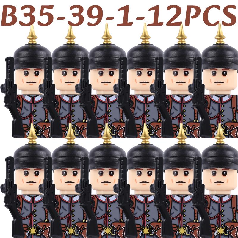 WW1 Military Soldier Figures Building Blocks Prussian Soldiers Army Infantry British French Warrior Accessories Bricks Toys Boys