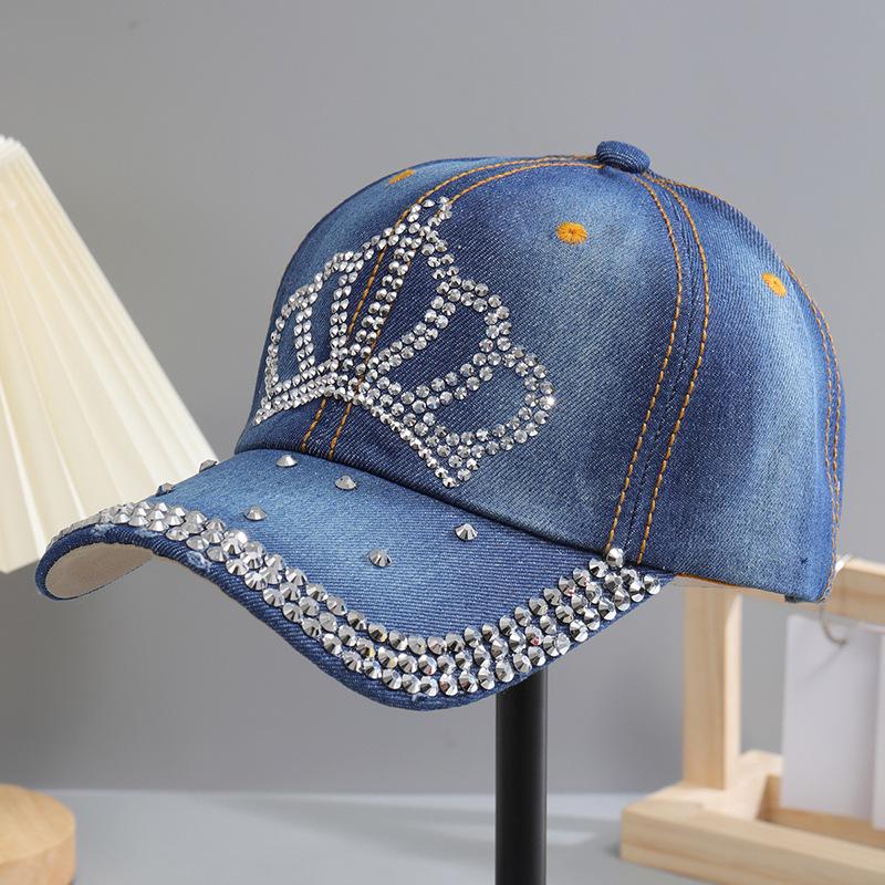 Summer New Crown Hat Women's Rhinestone Cap Fashion Versatile Baseball Cap Casual Sunshade Sun Hat