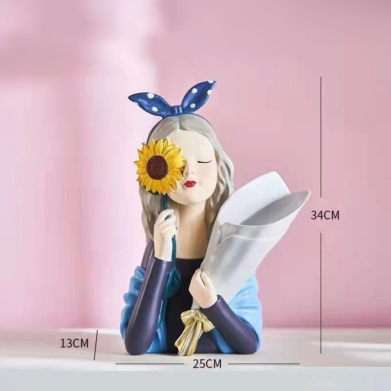 Niedliche kreative Brautstrauß Mädchen Ornamente Skulptur Statue Geschenke Wohnzimmer TV-Schrank Blumengesteck Moderne Heimdekoration