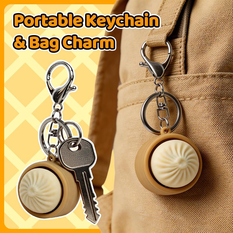 Simulation Bun Keyboard Clicker Keychain Mini Steamed Bun Stress Relief Sensory Fidget Toys for Autism ADHD Decompression Toy