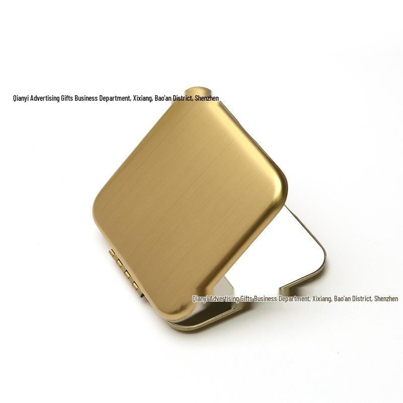 Engravable Stainless Steel Foldable Makeup Mirror - Unbreakable, Portable, Round/Square Design, Compact Size