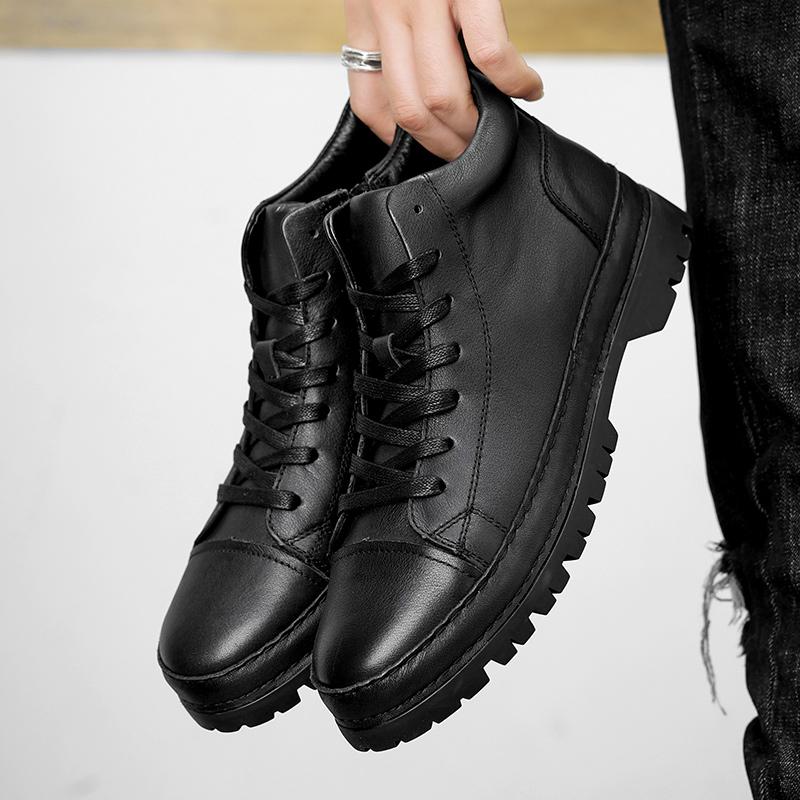 Luxury Brand Men Ankle Boots Top Quality Man Basic Boots Genuine Leather Men Shoes High Top Leisure Walk Botas Antiskid Sneakers