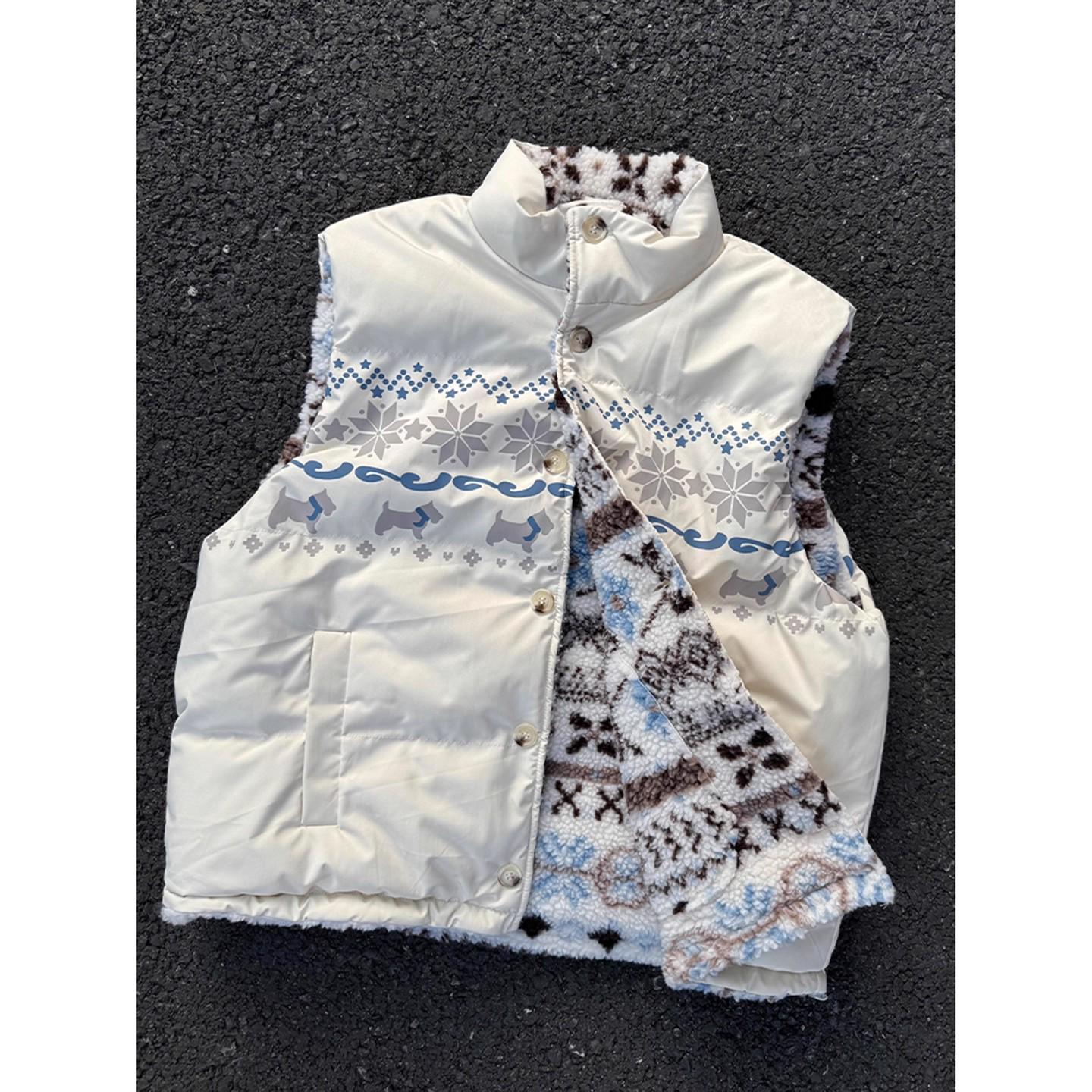 Унисекс Флисовый жилет Fair Isle из шерсти ягненка - Толстый, теплый, двусторонний зимний жилет XL