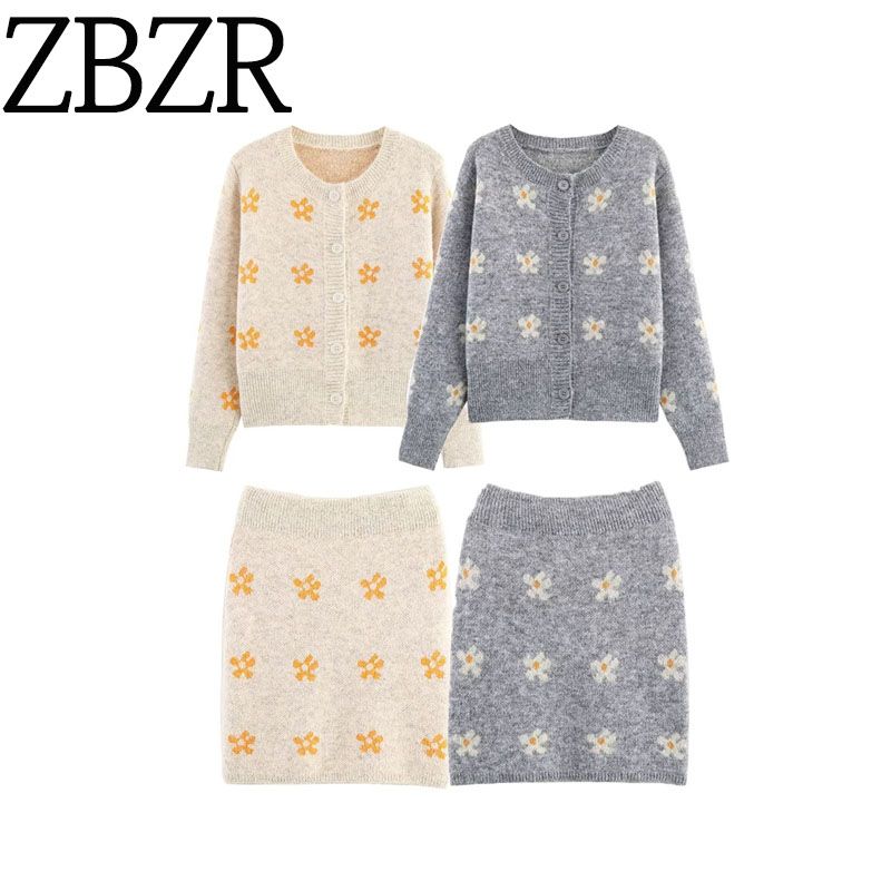Za New Arrival Women's Clothing ZR Fashion Style Export Fashion All-Match Casual Jacquard Knitting Sweater Skirt Suit