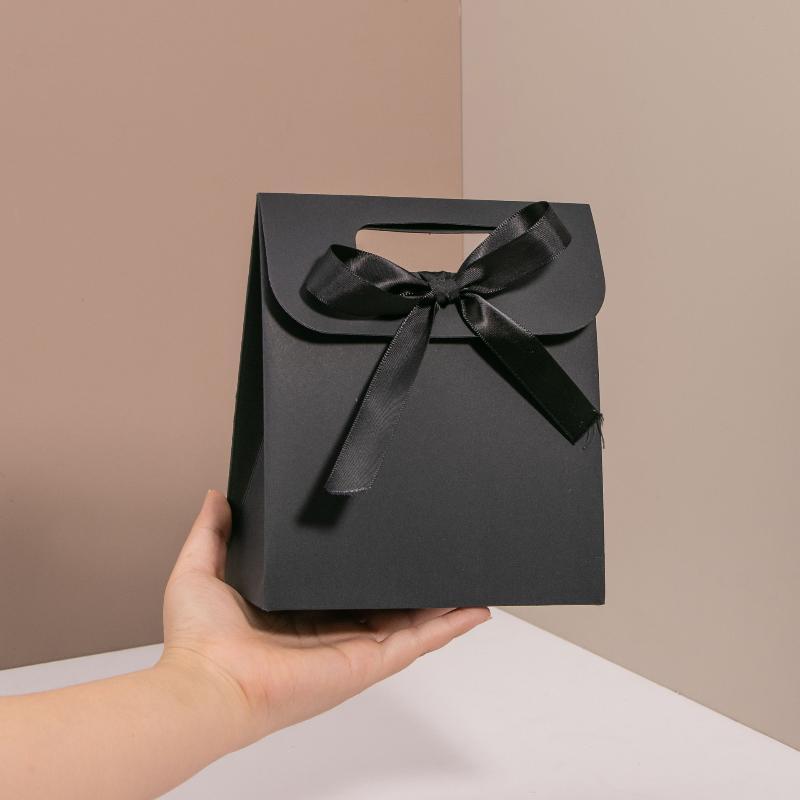 Lace Edge Mini Paper Gift Bag With Ribbon Foldable Small Favor Bag For Wedding Birthday Party Small Business