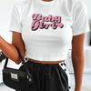 Damen Baby Mädchen Buchstaben-bedrucktes Slim-Fit Kurzarm-T-Shirt