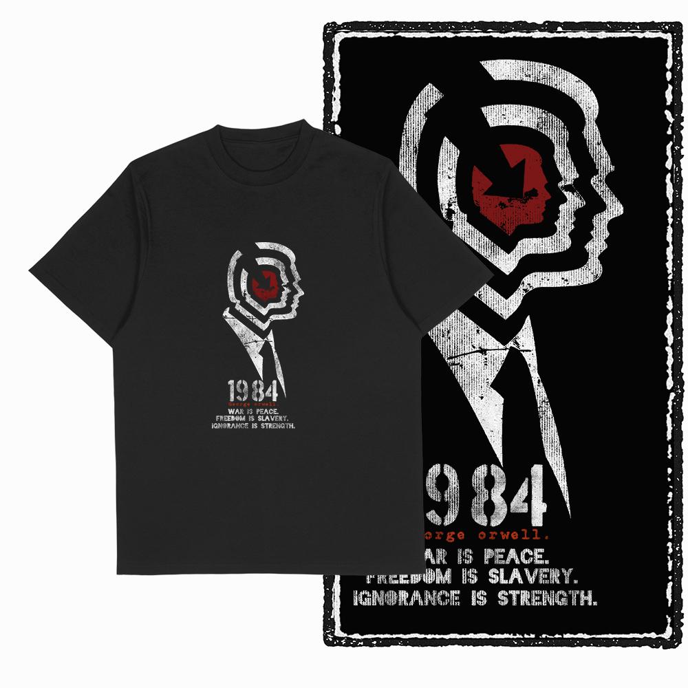 Coolmind X0019 Bavlna velká velikost potisk 1984 Exkluzivní grafické pánské tričko volné s kulatým výstřihem pánské tričko ležérní tričko pro muže trička