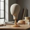 Textile Mannequin Head with Wooden Base Professional Look for Studio