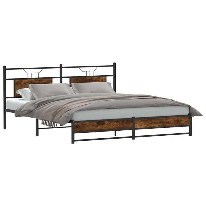 VidaXL Metal Bed Frames Without Mattress Smoked Oak 180x200 Cm 3325109