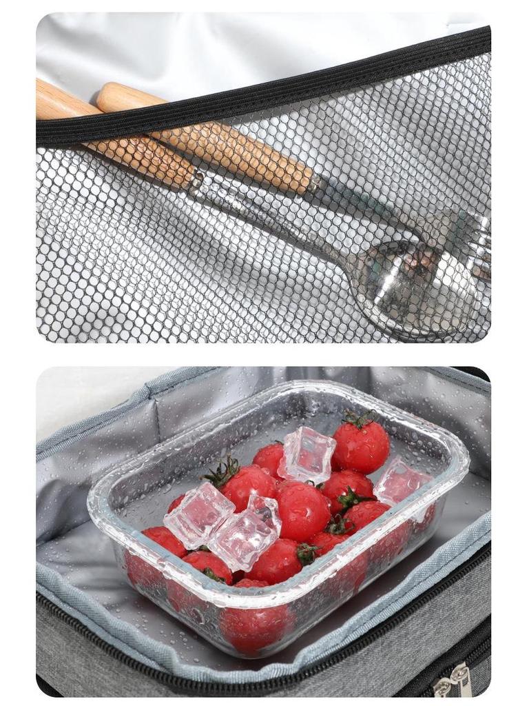 Double-Layer Insulated Lunch Bag with Oxford Cloth and Aluminum Foil