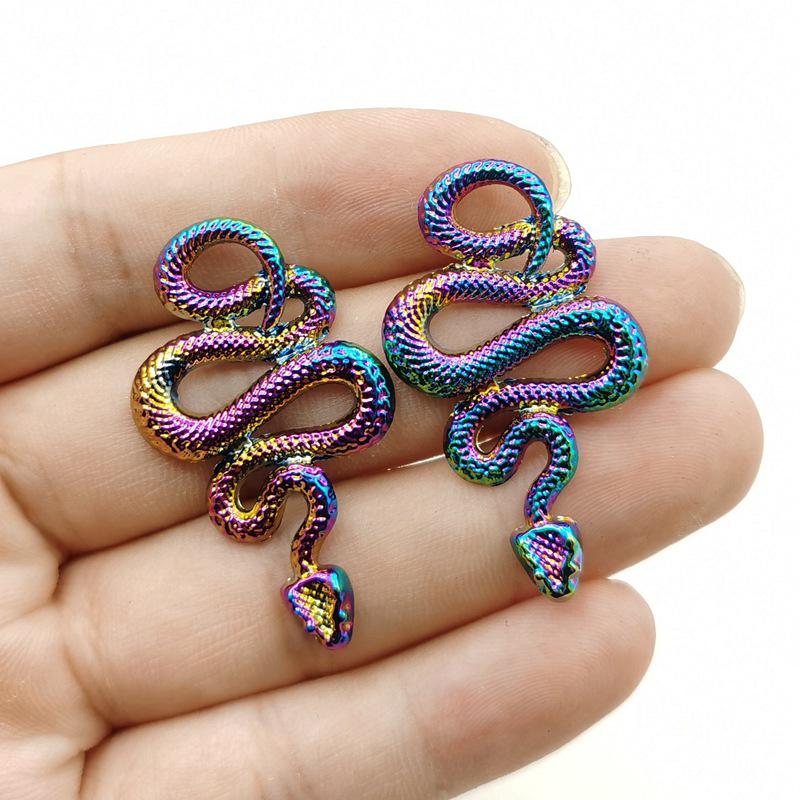 Iridescent Antique Silver Python Pendant