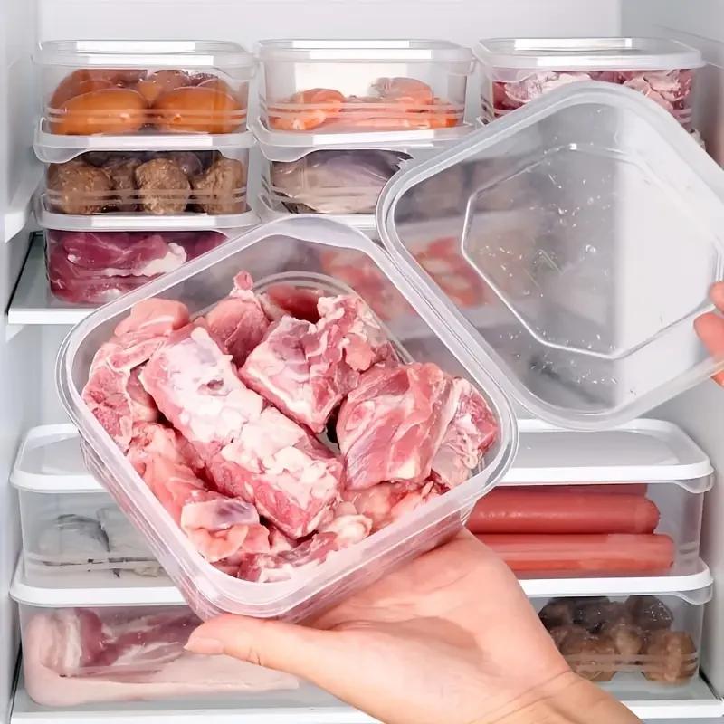 1/10PC Small Food Preservation Boxes Refrigerator Frozen Meat Vegetable Fresh-Keeping Box Transparent Kitchen Sealed Storage Box