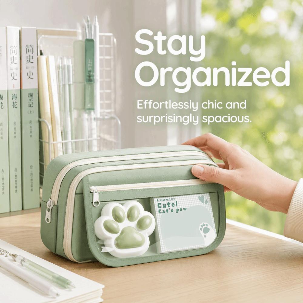 Cute Stationery Bag Large Capacity Pen Pouch Cartoon Cat Paw Pencil Case Storage Use