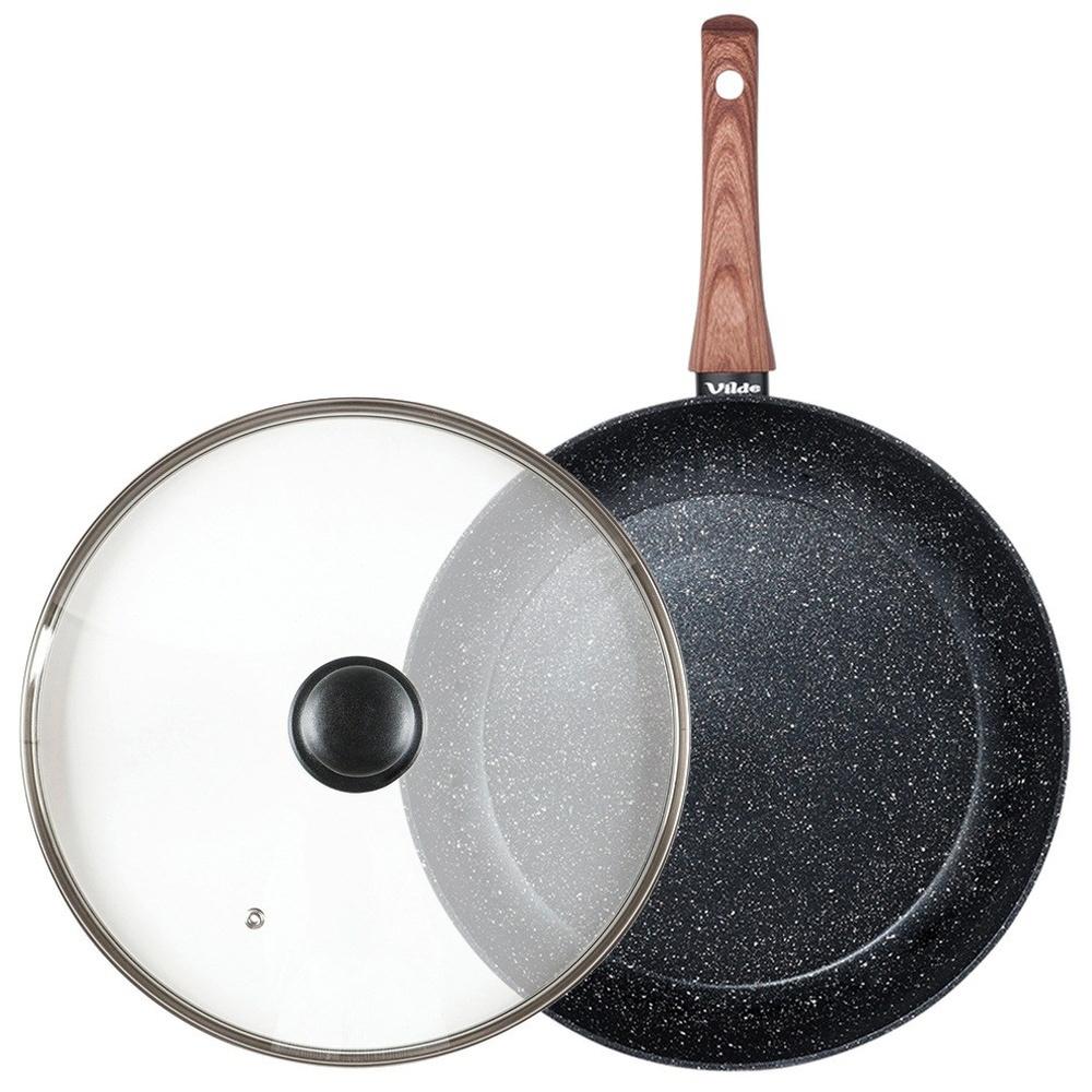 Granit-Pfanne mit Glasdeckel BLACK&WOOD 32 cm