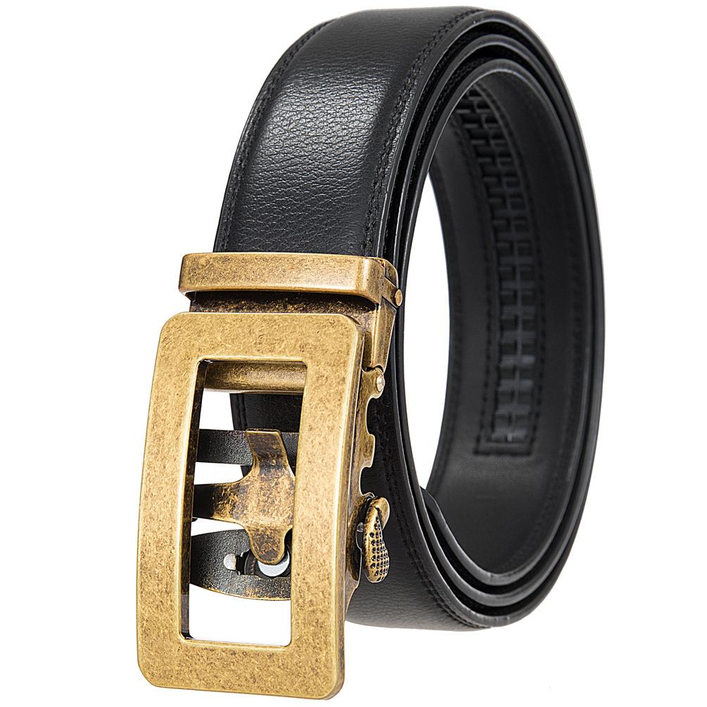 1Pcs Two-Layer Cowhide Automatic Buckle Belt, Men'S Belt, Business Belt Ly35-0838-1