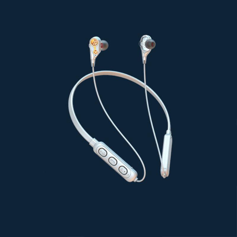 

Бездротова Bluetooth-сумісна гарнітура, що висить на шиї, спортивні навушники, стереоігрові музичні навушники з мікрофоном біле золото кольору