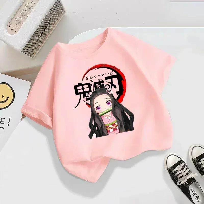 Kids Demon Slayer Anime Cartoon TShirt 2025 Children Blade of Ghost Summer Fashion Funny Clothes for Baby Girls  Boys