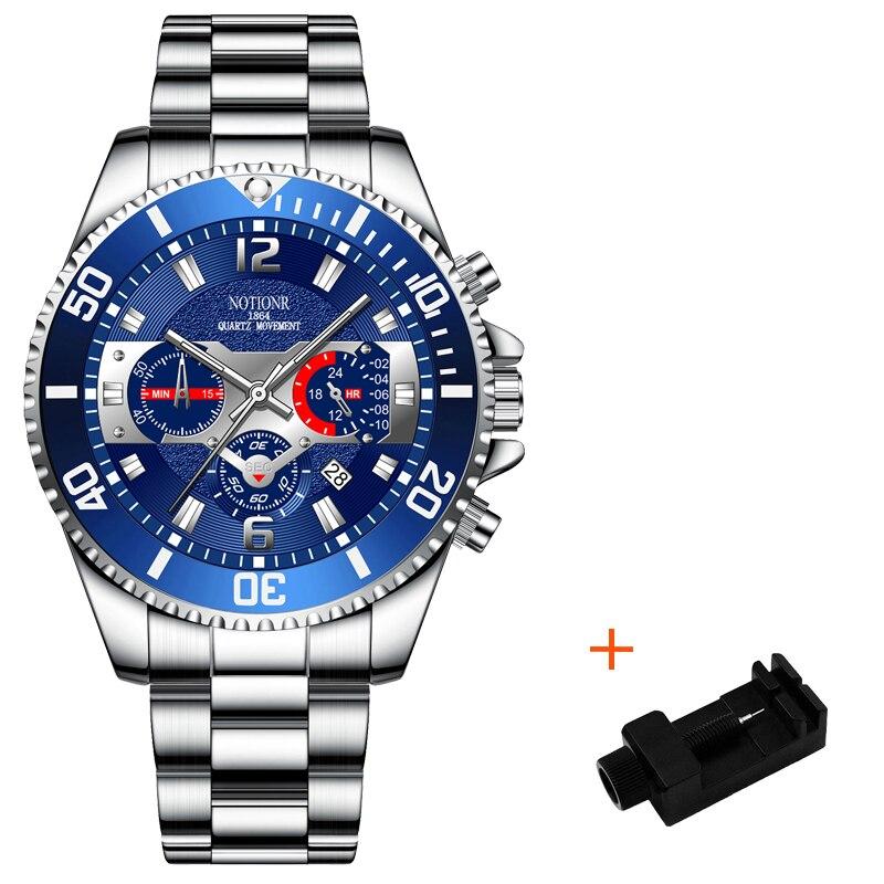 

Модные мужские спортивные часы-календарь Роскошные мужские деловые кварцевые наручные часы из нержавеющей стали Светящиеся часы Мужские повседневные часы