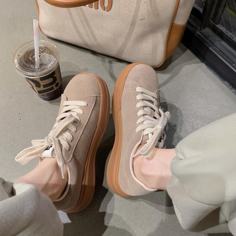 ~ Retro lace-up casual low-top heightening thick-soled versatile board shoes for women's spring and autumn