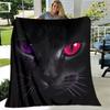 1pc Cozy Black Cat Red Purple Eyes Print Blanket, Lightweight Flannel Throw For Sofa, Bed, Livingroom, Office, Couch, Travel, Ca