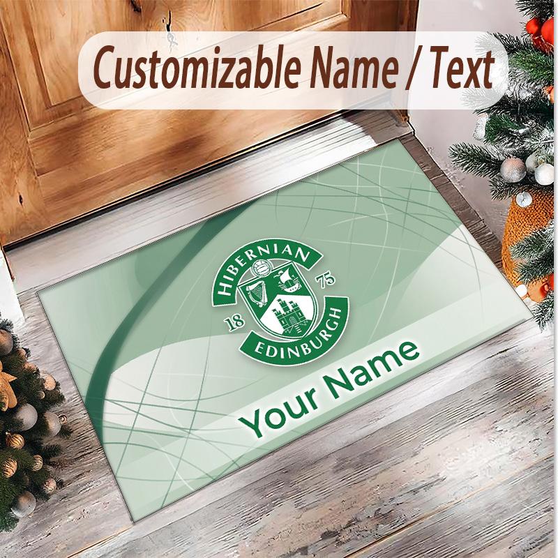 Personalized Crystal Velvet Carpet Hibernian FC Pattern Non Slip Floor Rug