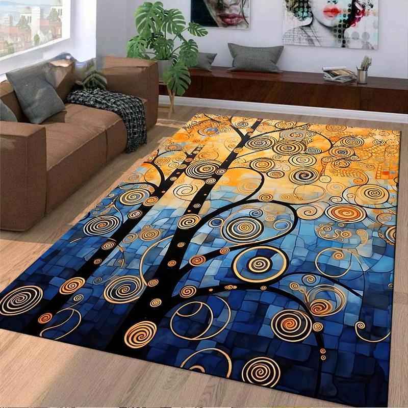 Colorful Abstract Tree Spiral Pattern Carpet for Modern Home Decor Suitable for use as an anti-slip for living room bedroom sofas