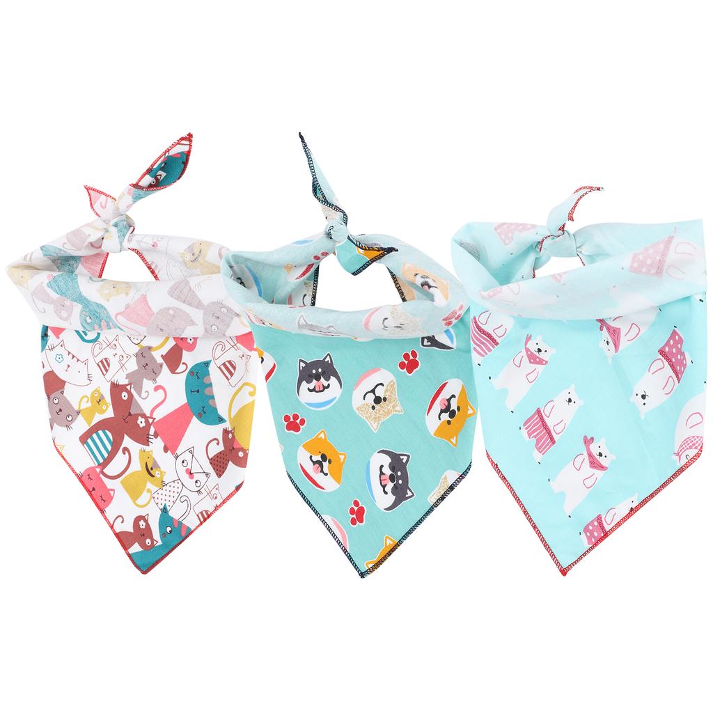 3pcs Pet Dog Bandana Washable Puppy Cat Neck Scarf Collar Triangle Neckerchief Supplies L