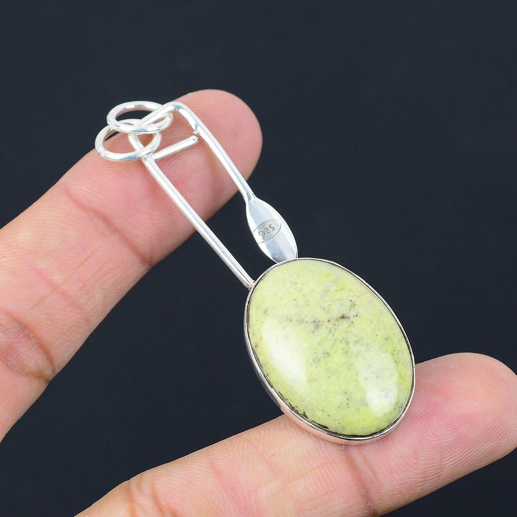 Womens Day Deal Oval Serpentine Stone 925 Sterling Silver Mother Pendant Jewelry