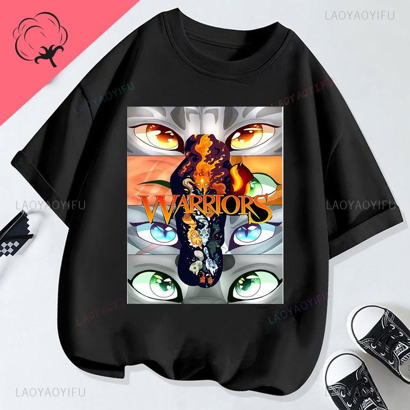 Warriors Cats Camisetas Cat Lover Tee Shoujo Girl Style Trendy Kawaii Cotton Popular Shirt Casual Summer Y2k Clothes Tops